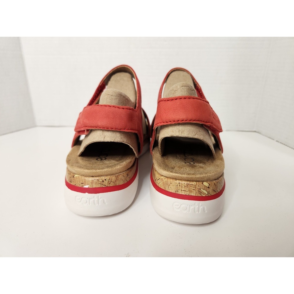 EARTH Womens US 8W Roni Casual Strappy Flat Sandal Comfort Cushioned Red New - Picture 6 of 11